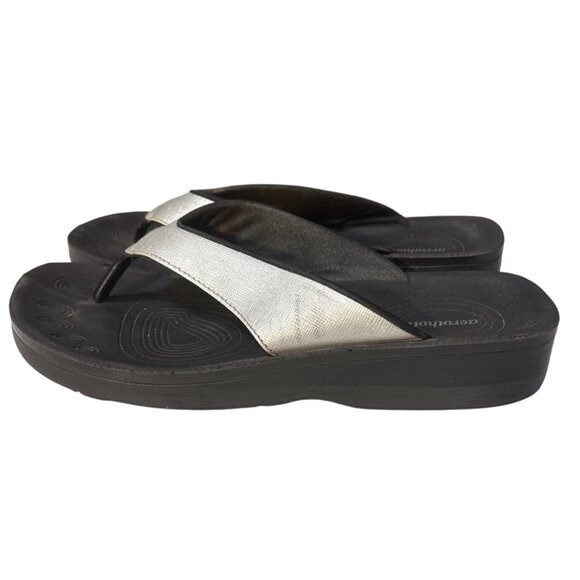 Aerothotic Black & Silver Orthotic Wedge Sandals Size 10 Thailand - Picture 1 of 8